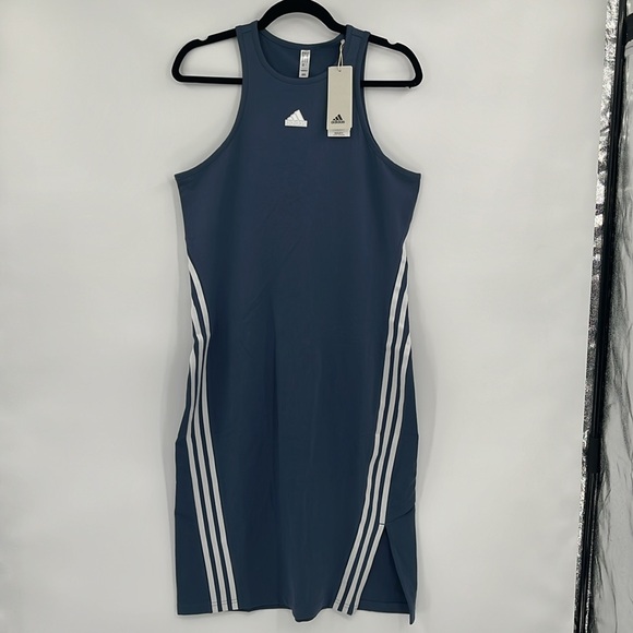Adidas Future Icons 3-stripe Slip on Jersey Dress-Medium - Picture 2 of 9